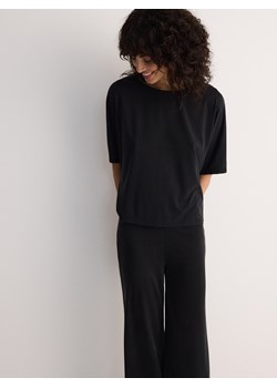 Reserved - Dzianinowy t-shirt z modalem - czarny ze sklepu Reserved w kategorii Bluzki damskie - zdjęcie 173617282