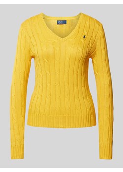 Sweter z dzianiny ze ściegiem warkoczowym model ‘KIMBERLY’ ze sklepu Peek&Cloppenburg  w kategorii Swetry damskie - zdjęcie 173618581