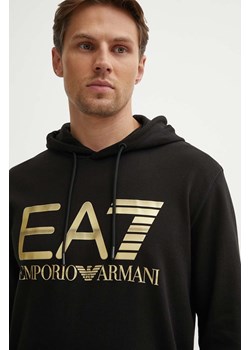 EA7 Emporio Armani bluza bawełniana męska kolor czarny z kapturem z nadrukiem PJSHZ.6DPM16 ze sklepu ANSWEAR.com w kategorii Bluzy męskie - zdjęcie 173620532