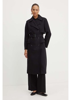 BOSS płaszcz wełniany kolor czarny przejściowy dwurzędowy 50518503 ze sklepu ANSWEAR.com w kategorii Płaszcze damskie - zdjęcie 173620570