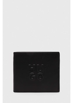 HUGO portfel skórzany męski kolor czarny 50523715 ze sklepu ANSWEAR.com w kategorii Portfele męskie - zdjęcie 173620703