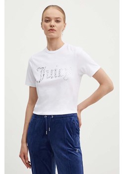 Juicy Couture t-shirt bawełniany DIAMANTE JEWEL GIRLFRIEND T-SHIRT- damski kolor biały JCMCT224257 ze sklepu ANSWEAR.com w kategorii Bluzki damskie - zdjęcie 173620784