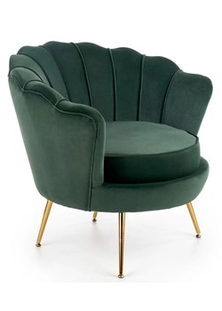 Zielony welurowy fotel muszelka - Vimero 3X ze sklepu Edinos.pl w kategorii Fotele - zdjęcie 173621131