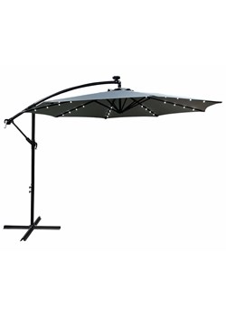 Jasnoszary parasol ogrodowy z oświetleniem LED - Elerion ze sklepu Edinos.pl w kategorii Parasole ogrodowe - zdjęcie 173621424