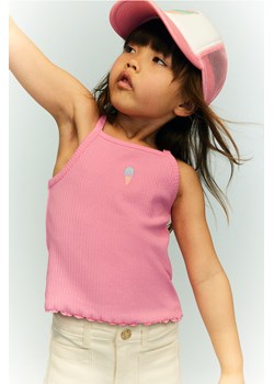 H & M - Prążkowany top na ramiączkach - Różowy ze sklepu H&M w kategorii Bluzki damskie - zdjęcie 173624760