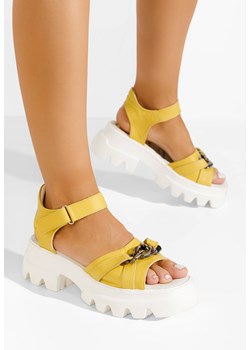 Żółte sandały damskie skórzane Isabella ze sklepu Zapatos w kategorii Sandały damskie - zdjęcie 173628160