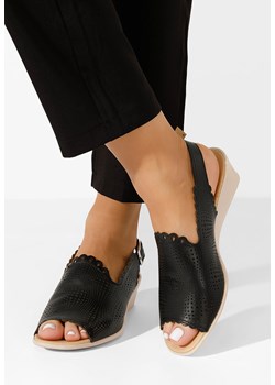 Czarne sandały damskie skórzane Claudia ze sklepu Zapatos w kategorii Sandały damskie - zdjęcie 173628163