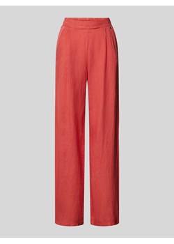 Spodnie lniane o kroju regular fit z obszyciem koronką ze sklepu Peek&Cloppenburg  w kategorii Spodnie damskie - zdjęcie 173629770