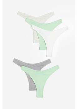 H & M - Prążkowane figi thong 5-pak - Zielony ze sklepu H&M w kategorii Majtki damskie - zdjęcie 173629932