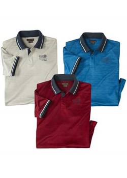 Zestaw 3 polo z efektem flammé ze sklepu Atlas For Men w kategorii T-shirty męskie - zdjęcie 173633604