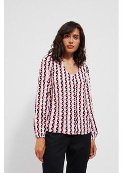 Koszula z wiskozy z nadrukiem różowa ze sklepu Moodo.pl w kategorii Koszule damskie - zdjęcie 173635050
