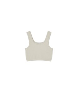 Cropp - Kremowy crop top na ramiączkach - kremowy ze sklepu Cropp w kategorii Bluzki damskie - zdjęcie 173636950