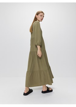 Reserved - Sukienka z wiskozą i lnem - zielony ze sklepu Reserved w kategorii Sukienki - zdjęcie 173637202