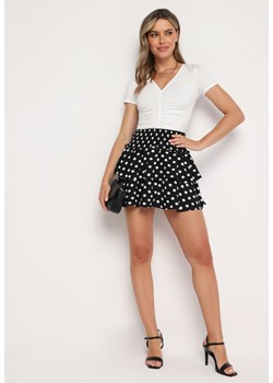 Czarna Spódnica Mini w Kropki z Falbankami Xanitta ze sklepu Born2be Odzież w kategorii Spódnice - zdjęcie 173637574