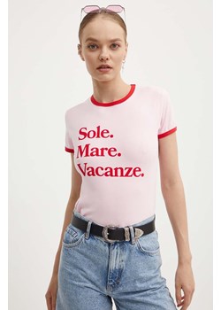Drivemebikini t-shirt bawełniany Sole Mare Vintage damski kolor różowy ze sklepu ANSWEAR.com w kategorii Bluzki damskie - zdjęcie 173638102