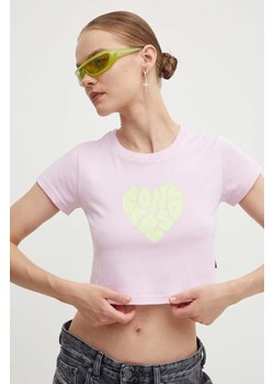 Converse t-shirt bawełniany damski kolor różowy 10026369-A04 ze sklepu ANSWEAR.com w kategorii Bluzki damskie - zdjęcie 173638131