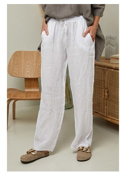 La Compagnie Du Lin Lniane spodnie &quot;Nadira&quot; w kolorze białym ze sklepu Limango Polska w kategorii Spodnie damskie - zdjęcie 173638863