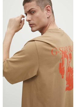 G-Star Raw t-shirt bawełniany męski kolor beżowy z nadrukiem D24691-C784 ze sklepu ANSWEAR.com w kategorii T-shirty męskie - zdjęcie 173640793