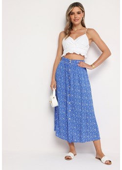 Niebieska Wiskozowa Spódnica Maxi w Kwiatowy Print Rozkloszowana Verdandi ze sklepu Born2be Odzież w kategorii Spódnice - zdjęcie 173641113