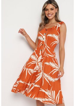 Pomarańczowa Wiskozowa Sukienka na Ramiączkach z Gumką w Pasie  Oslifea ze sklepu Born2be Odzież w kategorii Sukienki - zdjęcie 173641582