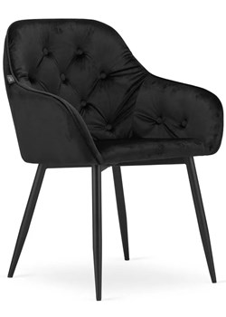Zestaw czarnych welurowych pikowanych krzeseł 2 szt. - Antal ze sklepu Edinos.pl w kategorii Krzesła - zdjęcie 173643073