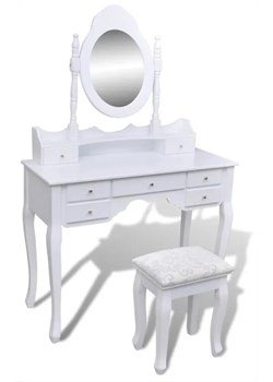 Biała toaletka z lustrem i krzesłem - Algare ze sklepu Edinos.pl w kategorii Toaletki - zdjęcie 173643341