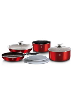 Czerwony zestaw aluminiowych garnków i patelni F3-P70 ze sklepu Edinos.pl w kategorii Garnki - zdjęcie 173643602