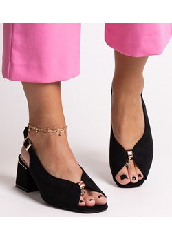 Czarne sandały na klocku Ayat ze sklepu gemre w kategorii Sandały damskie - zdjęcie 173643920