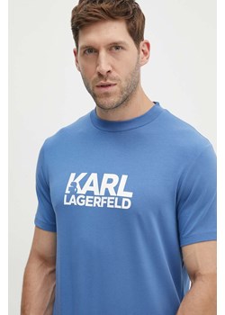 Karl Lagerfeld t-shirt męski kolor niebieski z nadrukiem 543235.755087 ze sklepu ANSWEAR.com w kategorii T-shirty męskie - zdjęcie 173646071