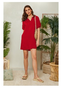 Lin Passion Lniana sukienka w kolorze czerwonym ze sklepu Limango Polska w kategorii Sukienki - zdjęcie 173648622