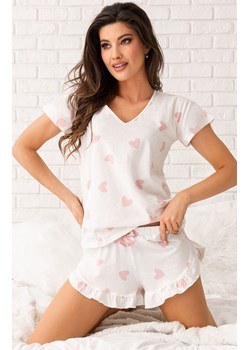 Bawełniana piżama damska ecru w serduszka Sweet 1/2, Kolor ecru-wzór, Rozmiar S, Donna ze sklepu Primodo w kategorii Piżamy damskie - zdjęcie 173649840