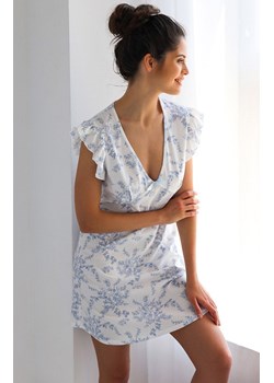 Koszula nocna damska na krótki rękaw Miriam, Kolor biało-niebieski, Rozmiar S, SENSIS ze sklepu Primodo w kategorii Koszule nocne - zdjęcie 173649920