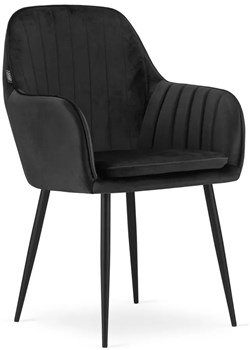 Zestaw czarnych pikowanych krzeseł do salonu 2 szt. - Negros ze sklepu Edinos.pl w kategorii Krzesła - zdjęcie 173652164