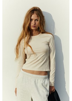 H & M - Top z długim rękawem - Beżowy ze sklepu H&M w kategorii Bluzki damskie - zdjęcie 173653212