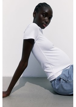 H & M - MAMA Top w prążki - Biały ze sklepu H&M w kategorii Bluzki damskie - zdjęcie 173653223