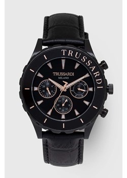 Trussardi zegarek męski kolor czarny R2451143003 ze sklepu ANSWEAR.com w kategorii Zegarki - zdjęcie 173653682