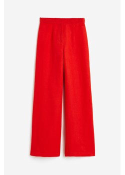 H & M - Szerokie spodnie z domieszką lnu - Czerwony ze sklepu H&M w kategorii Spodnie damskie - zdjęcie 173655580