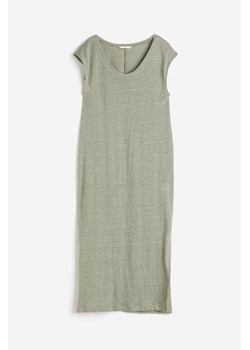 H & M - Dżersejowa sukienka z lnu - Zielony ze sklepu H&M w kategorii Sukienki - zdjęcie 173655582