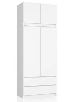 Biała dwudrzwiowa szafa z nadstawką - Ronoti 3X ze sklepu Edinos.pl w kategorii Szafy - zdjęcie 173656244