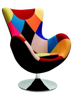 Obrotowy fotel uszak wypoczynkowy Zoltis - patchwork ze sklepu Edinos.pl w kategorii Fotele - zdjęcie 173656304