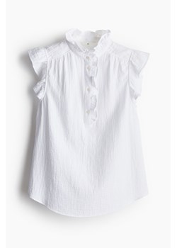H & M - Muślinowa bluzka z falbankowym rękawem - Biały ze sklepu H&M w kategorii Bluzki damskie - zdjęcie 173656690