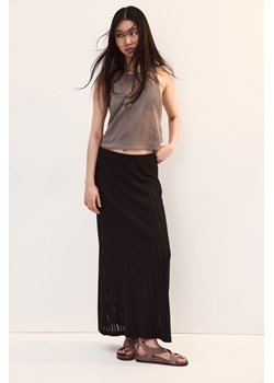 H & M - Dzianinowa spódnica w ażurowy wzór - Czarny ze sklepu H&M w kategorii Spódnice - zdjęcie 173656762