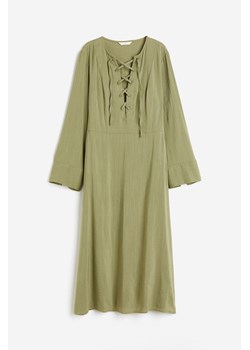 H & M - Sukienka ze sznurowaniem - Zielony ze sklepu H&M w kategorii Sukienki - zdjęcie 173656780