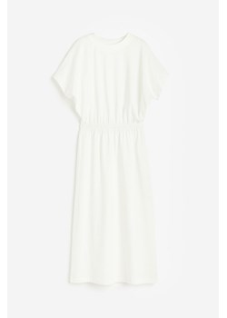H & M - Dżersejowa sukienka z elastycznym marszczeniem - Biały ze sklepu H&M w kategorii Sukienki - zdjęcie 173656794