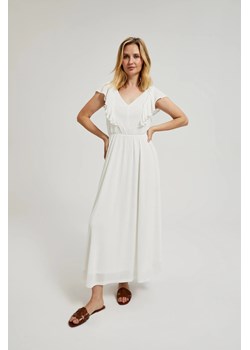 Sukienka midi biała ze sklepu Moodo.pl w kategorii Sukienki - zdjęcie 173657563