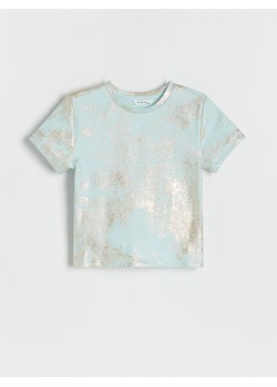 Reserved - T-shirt z metalicznym efektem - jasnoturkusowy ze sklepu Reserved w kategorii Bluzki dziewczęce - zdjęcie 173658614