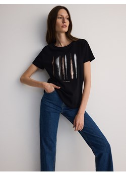 Reserved - T-shirt z nadrukiem - czarny ze sklepu Reserved w kategorii Bluzki damskie - zdjęcie 173658964