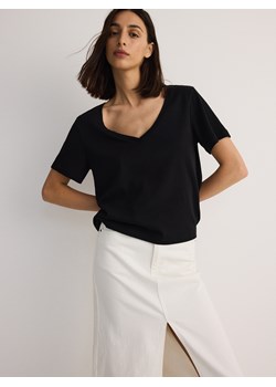 Reserved - Bawełniany t-shirt - czarny ze sklepu Reserved w kategorii Bluzki damskie - zdjęcie 173659862