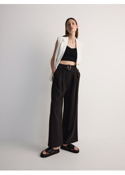 Reserved - Spodnie z wiskozą - czarny ze sklepu Reserved w kategorii Spodnie damskie - zdjęcie 173661224