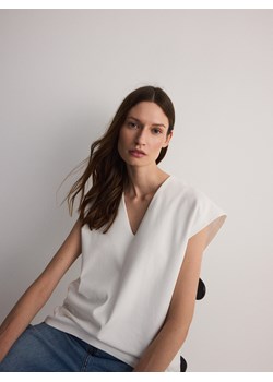 Reserved - Bawełniany t-shirt - biały ze sklepu Reserved w kategorii Bluzki damskie - zdjęcie 173661271